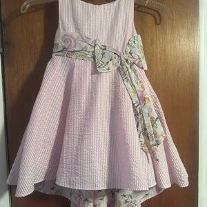 Rare Editions Girls Classy Cottons Slvlss Floral Bow Dress